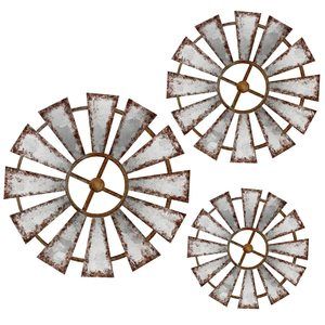 3 Pcs Wood Windmill Wall Decor Farmhouse Hanging Decoration Wooden Windmill😜